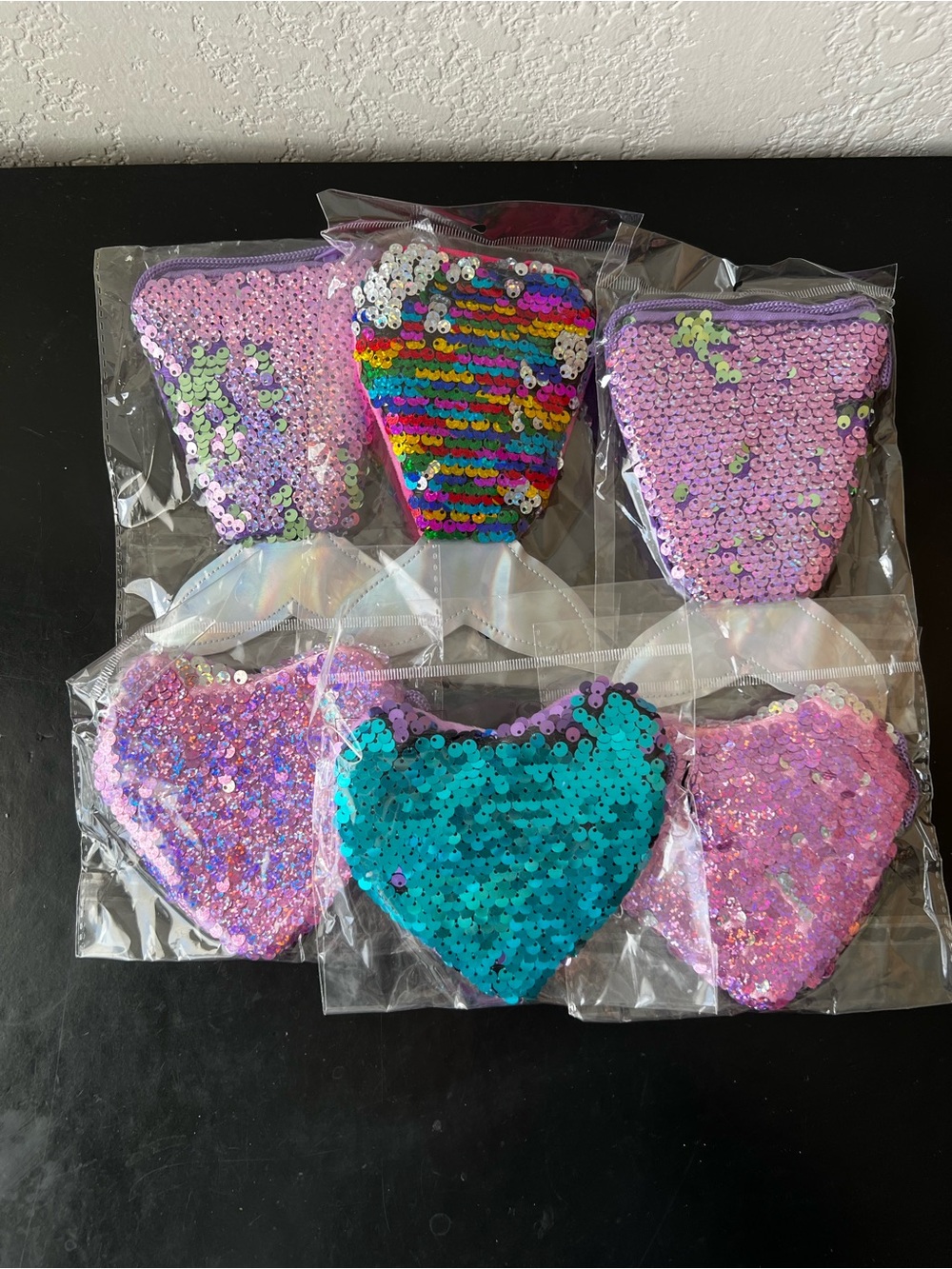 Kids Sequin Heart & Mermaid Tail Crossbody Mini Bags Bundle of 6